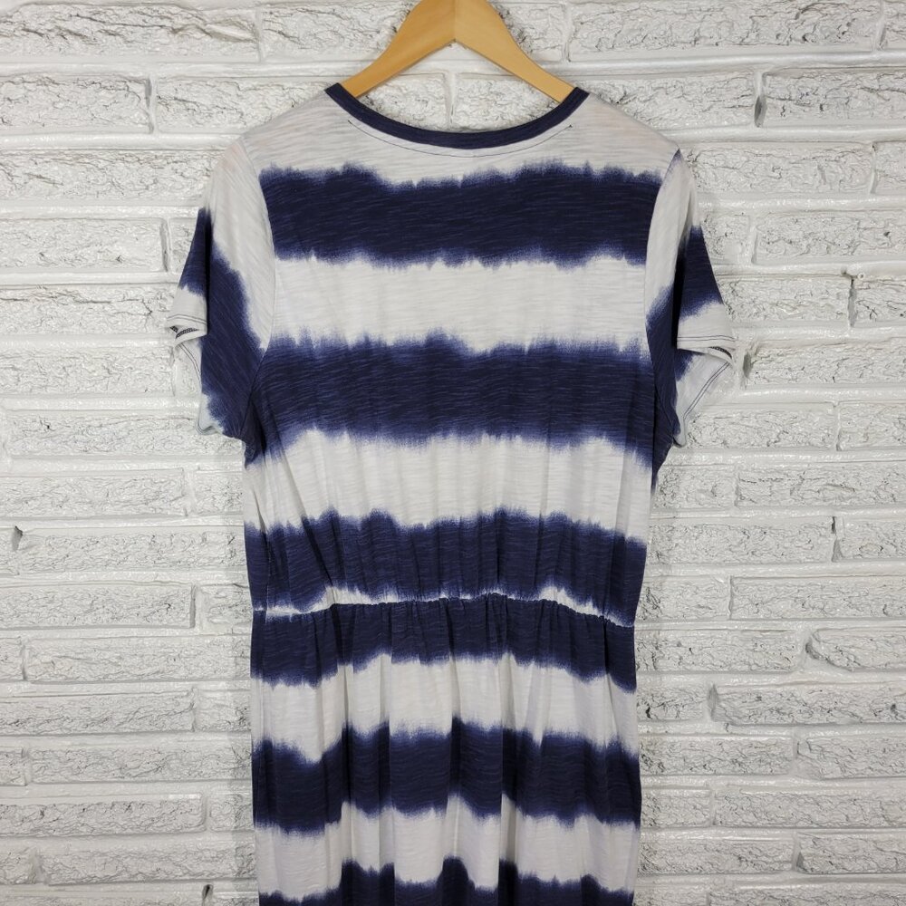 Old Navy Blue White Tie Dye T-Shirt Dress Midi 100% Cotton XL C18E - Picture 7 of 11